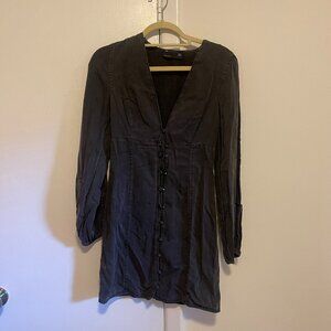 ASOS Grey Jean Long Sleeve Dress with Buttons
